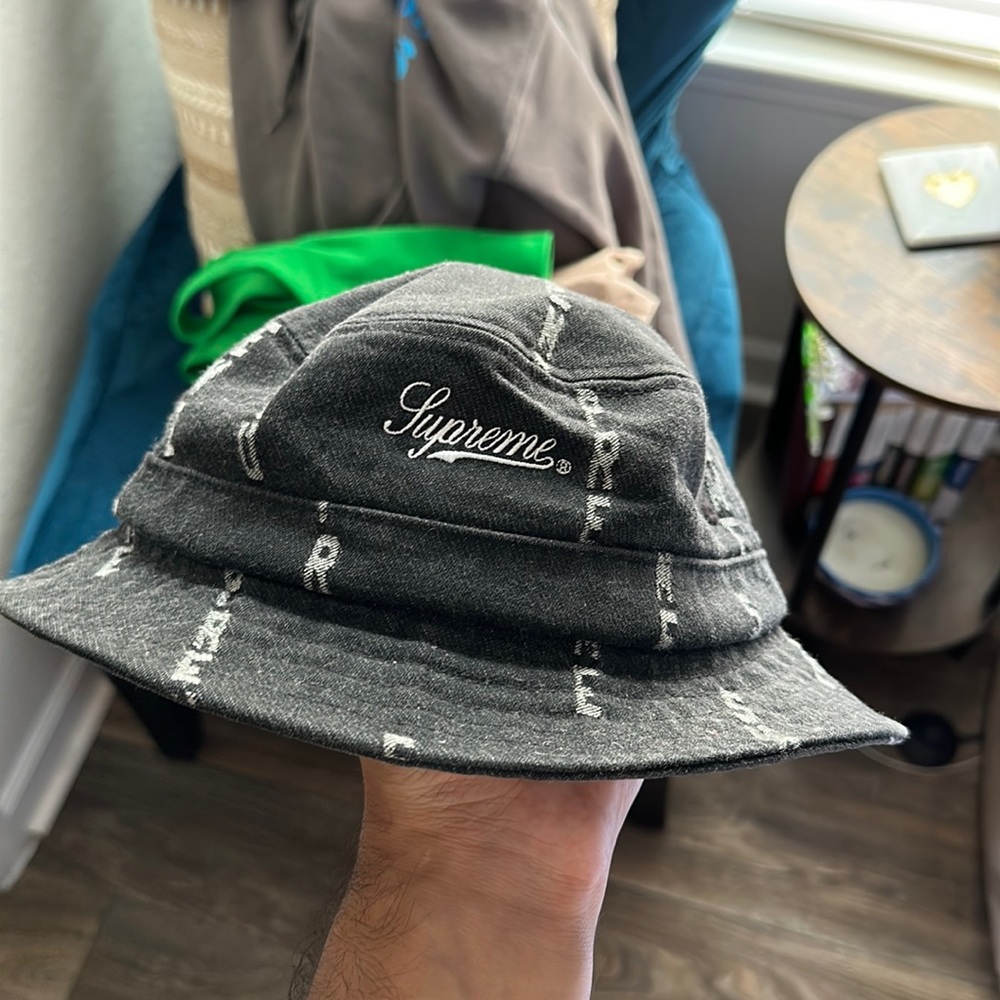 Supreme Jacquard Black Denim Bucket Hat
